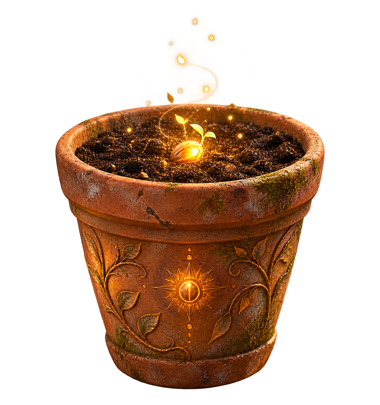 A glowing seed pot