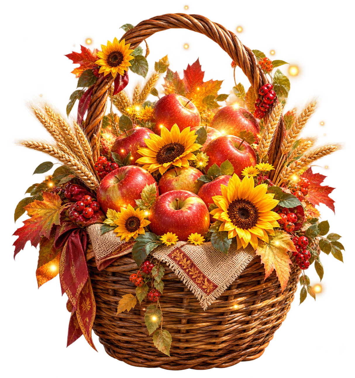 A glowing harvest basket